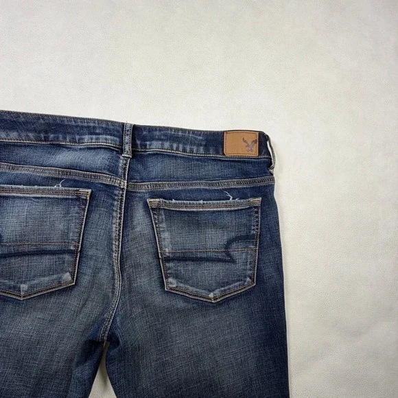 American Eagle Skinny Kick Jeans Womens 12 X-Long Dark Wash Super Stretch Denim - Picture 9 of 10